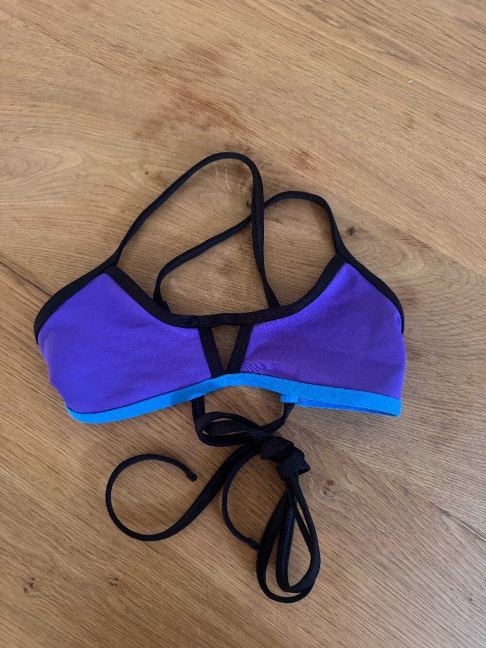Jolyn Vent Bikini Top — Purple & Blue Color Block | XS